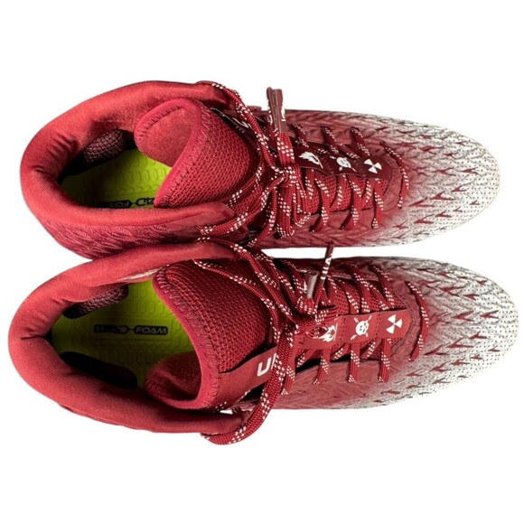 Under Armour Spotlight Clone 4 MC White Red Maroon Football Cleats Size 16 New - Picture 6 of 10